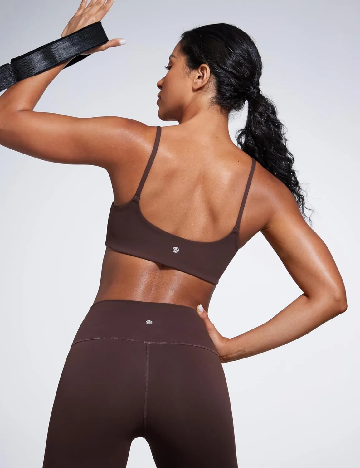 CRZ YOGA Butterbreeze Scoop Neck Sports Bras for Women - Spaghetti Straps Wireless Workout Padded Gym Cami Top