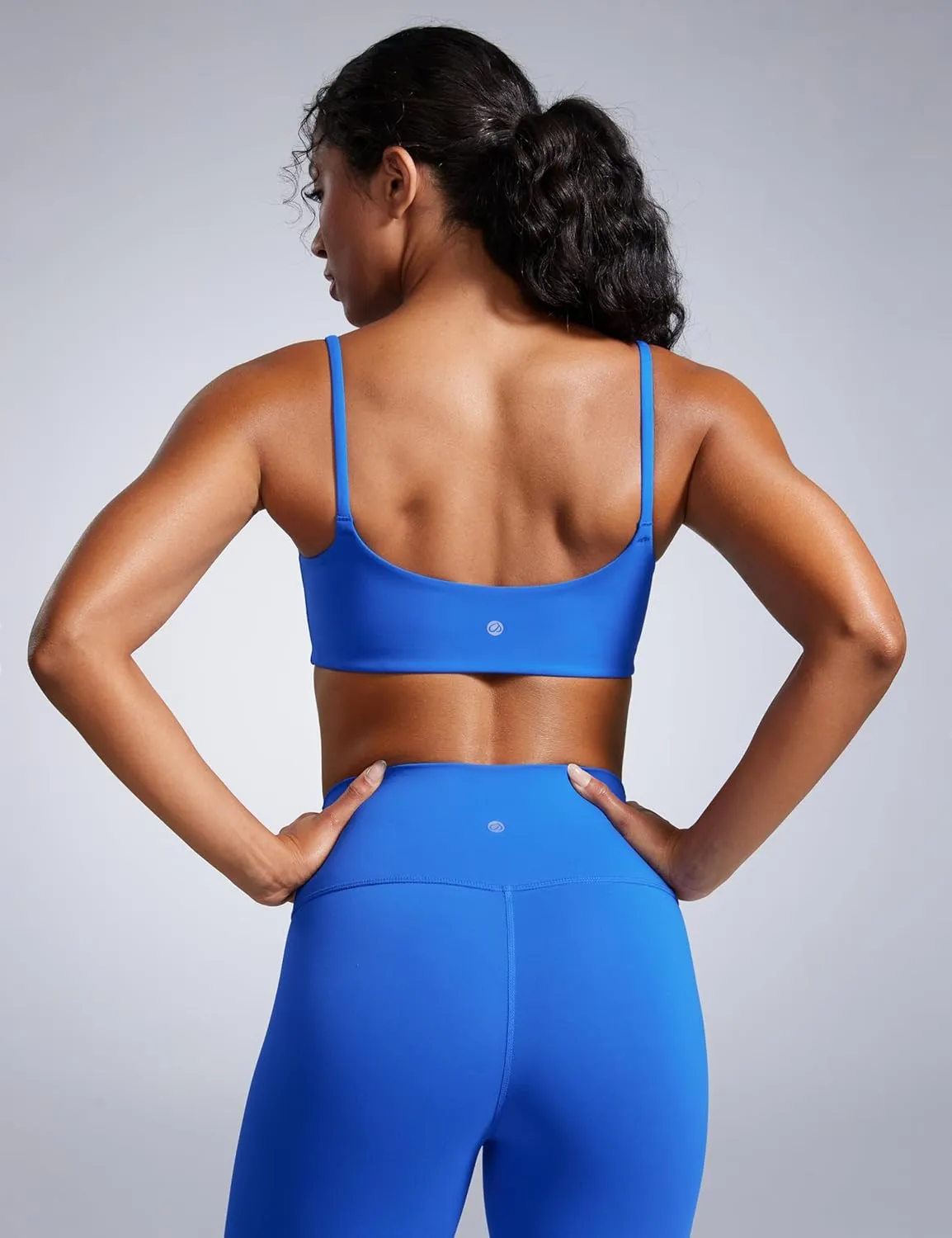 CRZ YOGA Butterbreeze Scoop Neck Sports Bras for Women - Spaghetti Straps Wireless Workout Padded Gym Cami Top