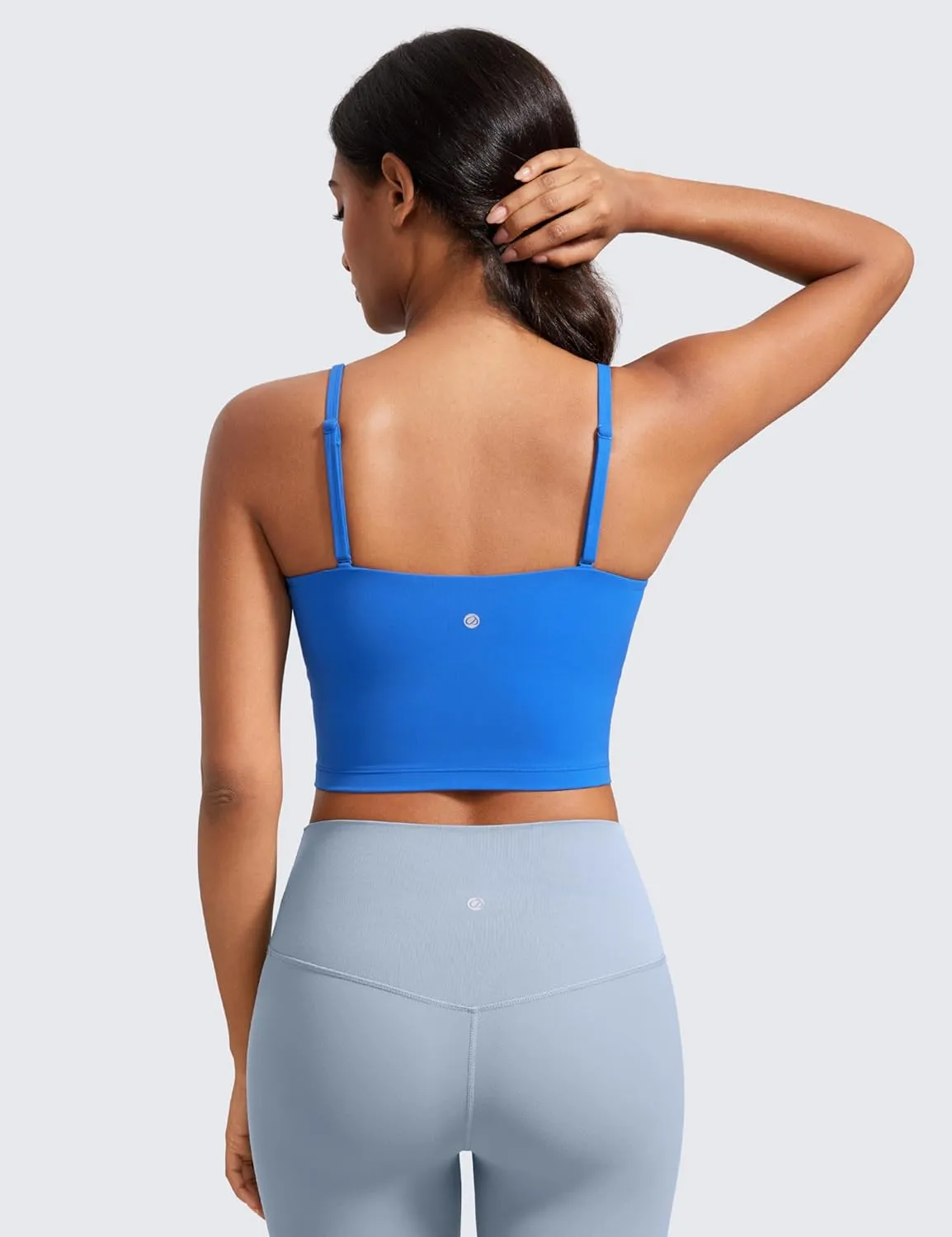 CRZ YOGA Butterluxe Cami Longline Sports Bras for Women - Square Neck Adjustable Padded Workout Crop Tank Top Camisole