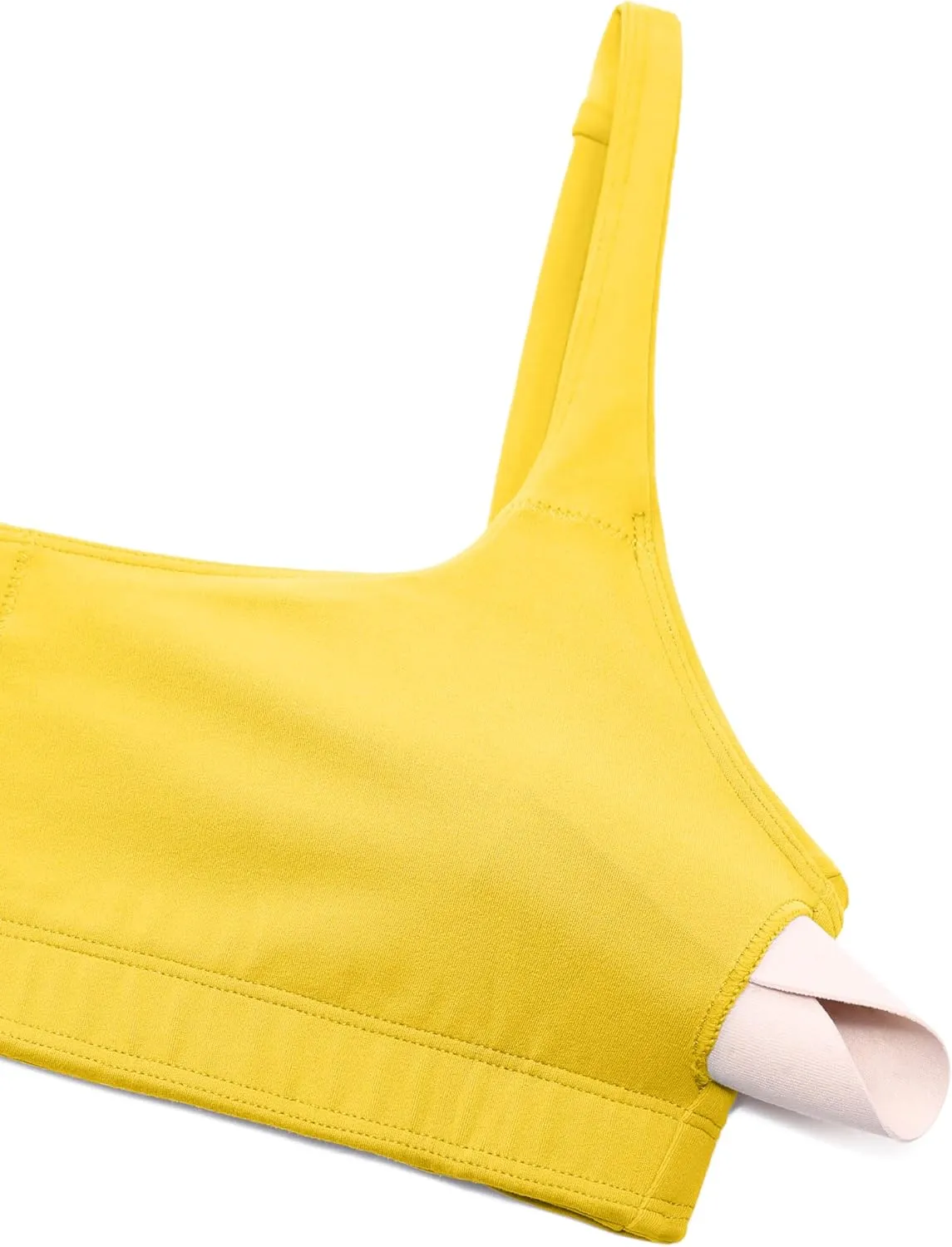 CRZ YOGA Butterluxe Spaghetti Strap Sports Bras for Women - Square Neck Yoga Wireless Low Coverage Padded Cami Crop Top