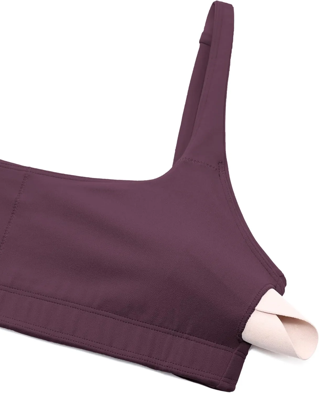 CRZ YOGA Butterluxe Spaghetti Strap Sports Bras for Women - Square Neck Yoga Wireless Low Coverage Padded Cami Crop Top