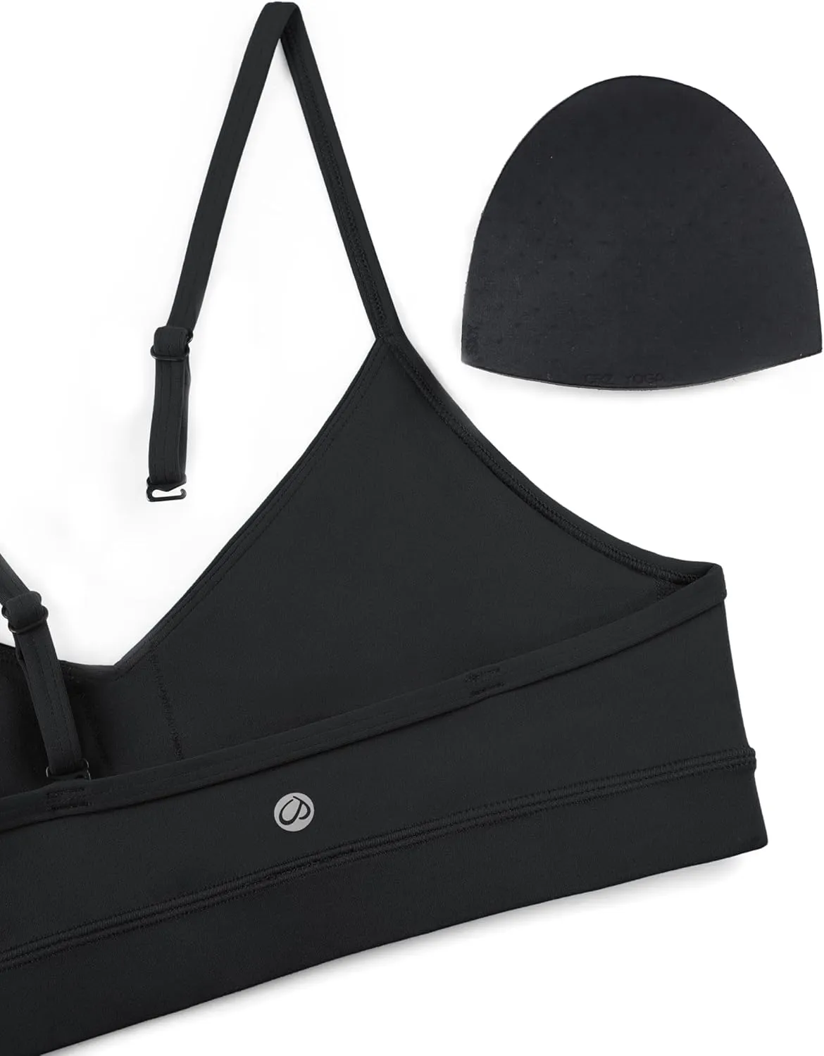 CRZ YOGA Butterluxe V-Neck Sports Bras for Women - Adjustable Thin Straps Padded Yoga Top Basic Wireless Camisole