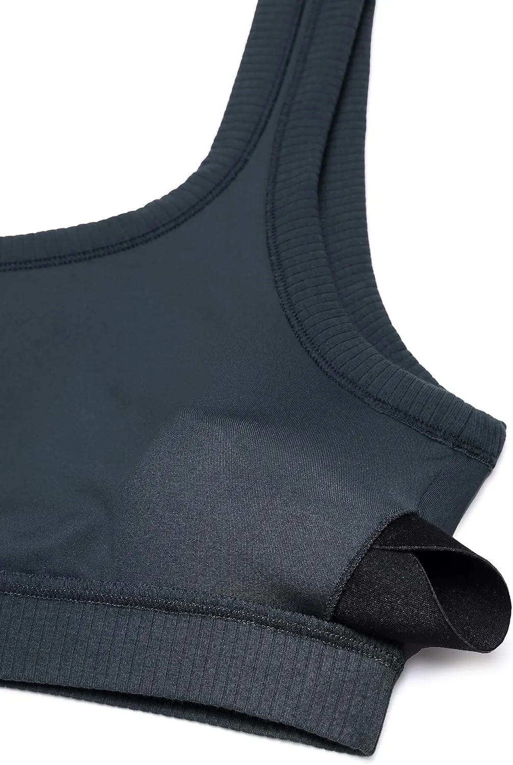 CRZ YOGA Ribbed Sports Bras for Women - U Back Wireless Medium Impact Padded Yoga Workout Cami