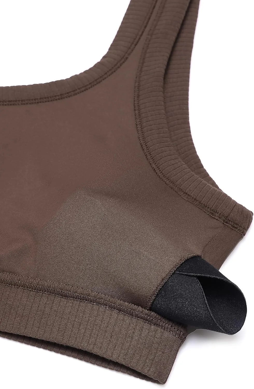 CRZ YOGA Ribbed Sports Bras for Women - U Back Wireless Medium Impact Padded Yoga Workout Cami