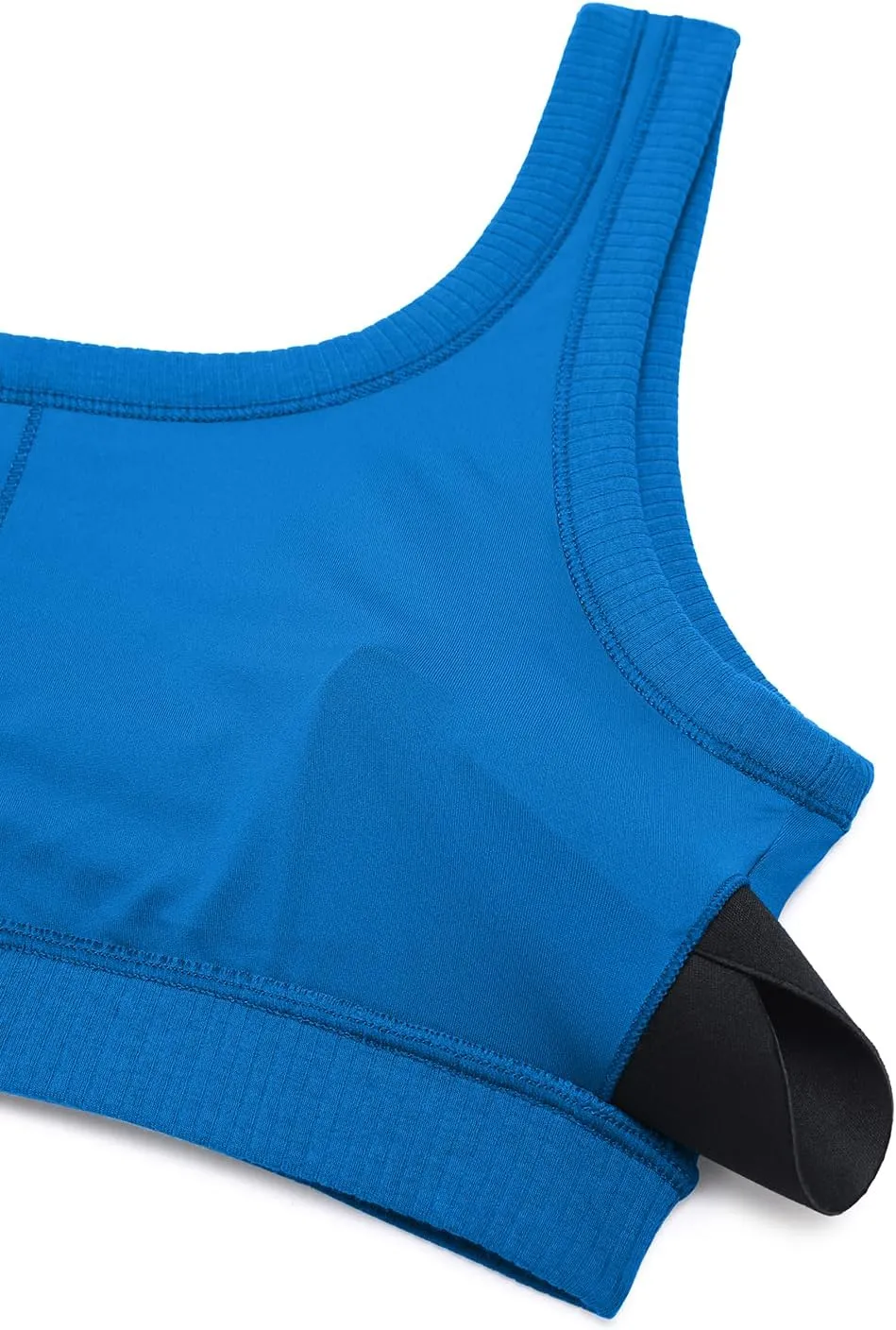 CRZ YOGA Ribbed Sports Bras for Women - U Back Wireless Medium Impact Padded Yoga Workout Cami