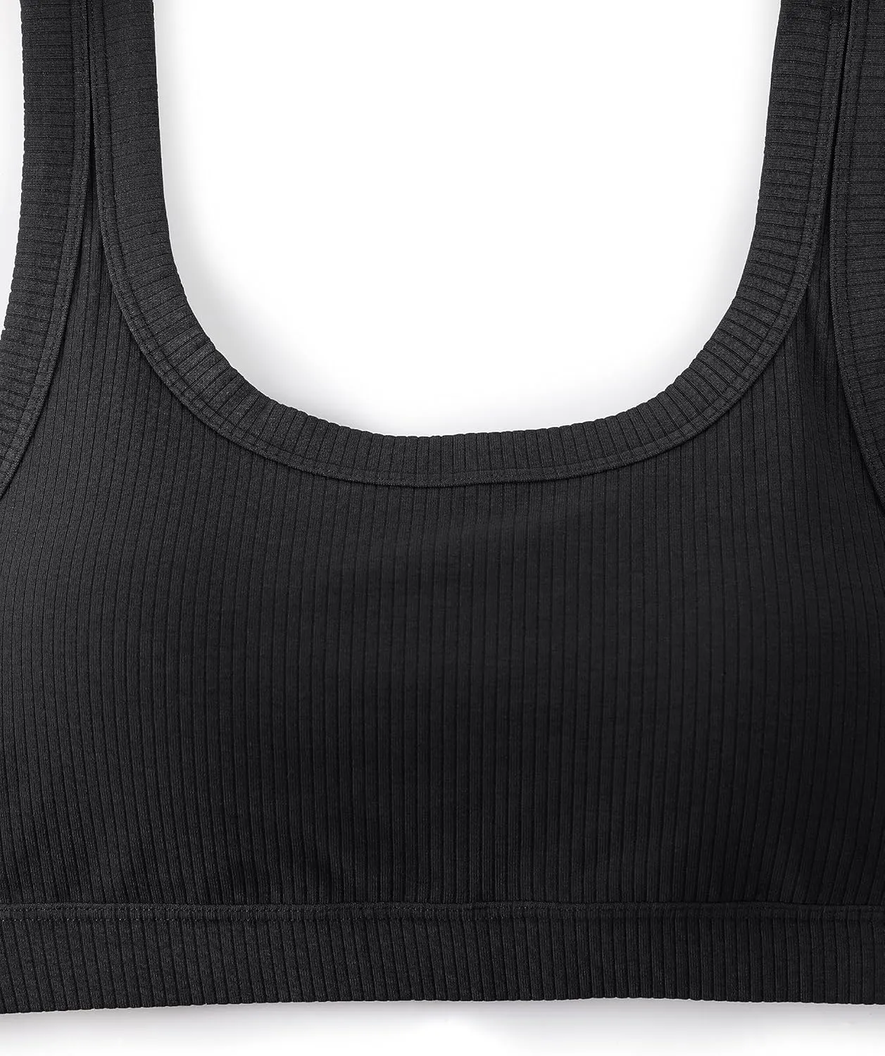 CRZ YOGA Ribbed Sports Bras for Women - U Back Wireless Medium Impact Padded Yoga Workout Cami