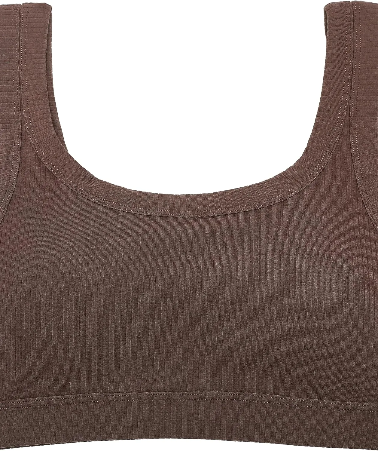 CRZ YOGA Ribbed Sports Bras for Women - U Back Wireless Medium Impact Padded Yoga Workout Cami