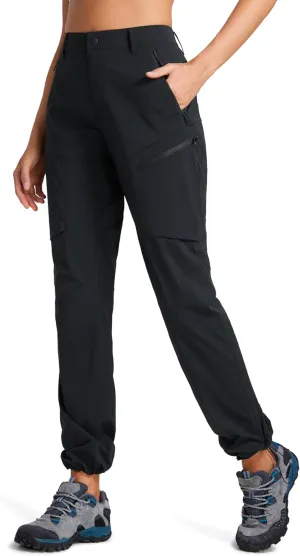 CRZ YOGA UPF 50  Hiking Cargo Pants Women Water Resistant Lightweight Outdoor Athletic Joggers with 4 Zipper Pockets