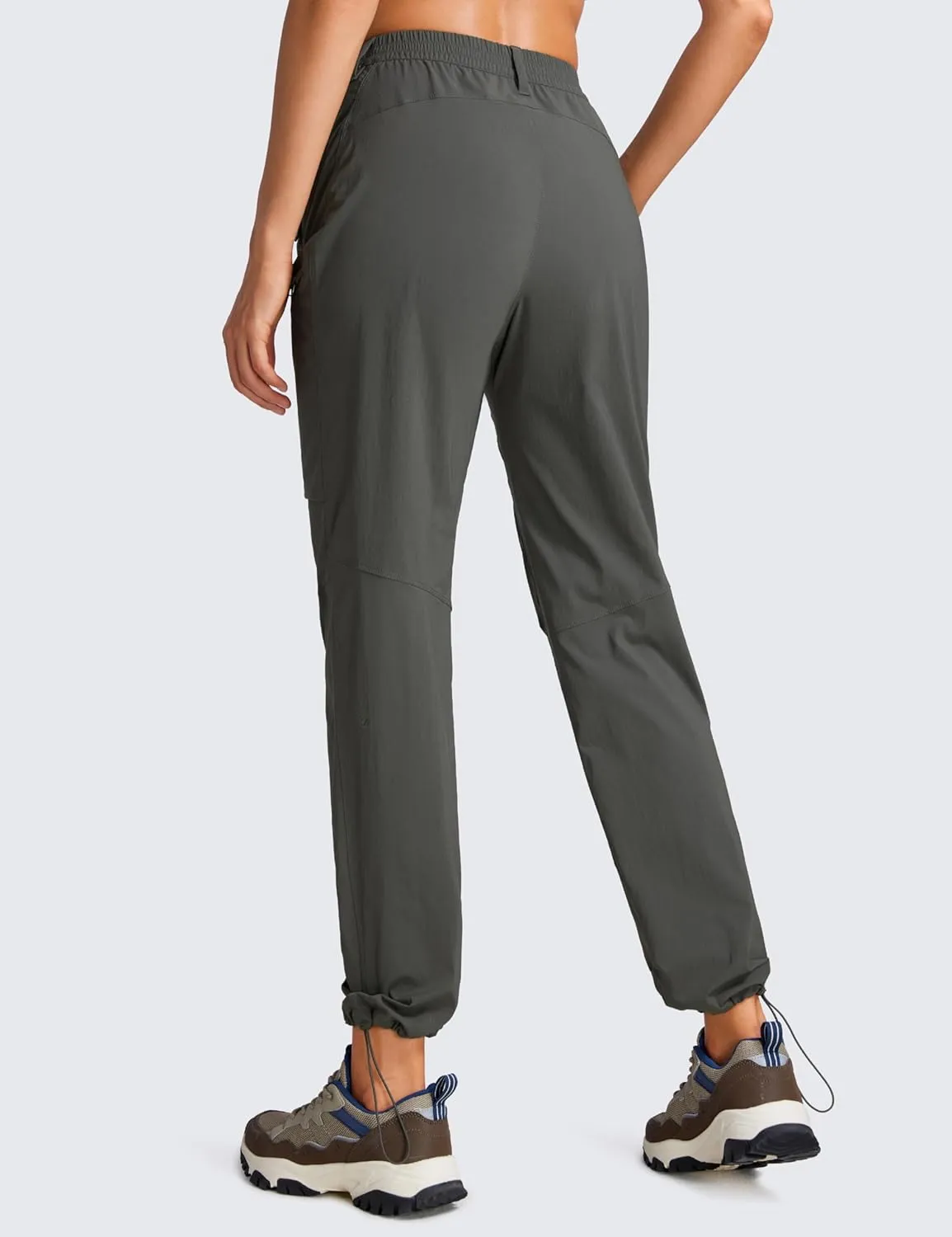 CRZ YOGA UPF 50  Hiking Cargo Pants Women Water Resistant Lightweight Outdoor Athletic Joggers with 4 Zipper Pockets
