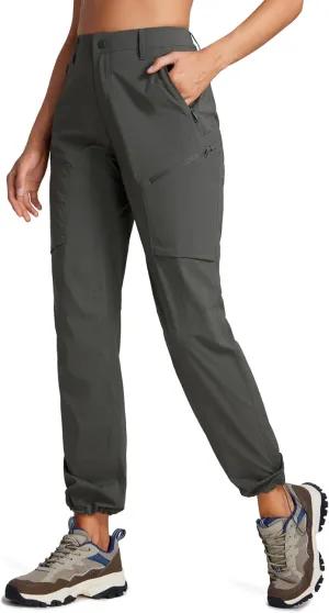 CRZ YOGA UPF 50  Hiking Cargo Pants Women Water Resistant Lightweight Outdoor Athletic Joggers with 4 Zipper Pockets