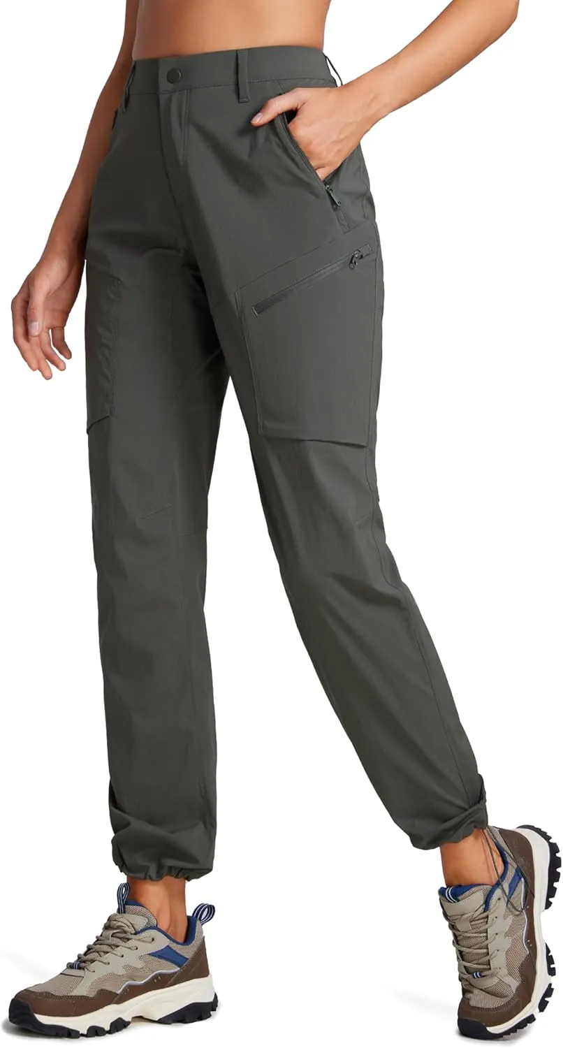 CRZ YOGA UPF 50  Hiking Cargo Pants Women Water Resistant Lightweight Outdoor Athletic Joggers with 4 Zipper Pockets