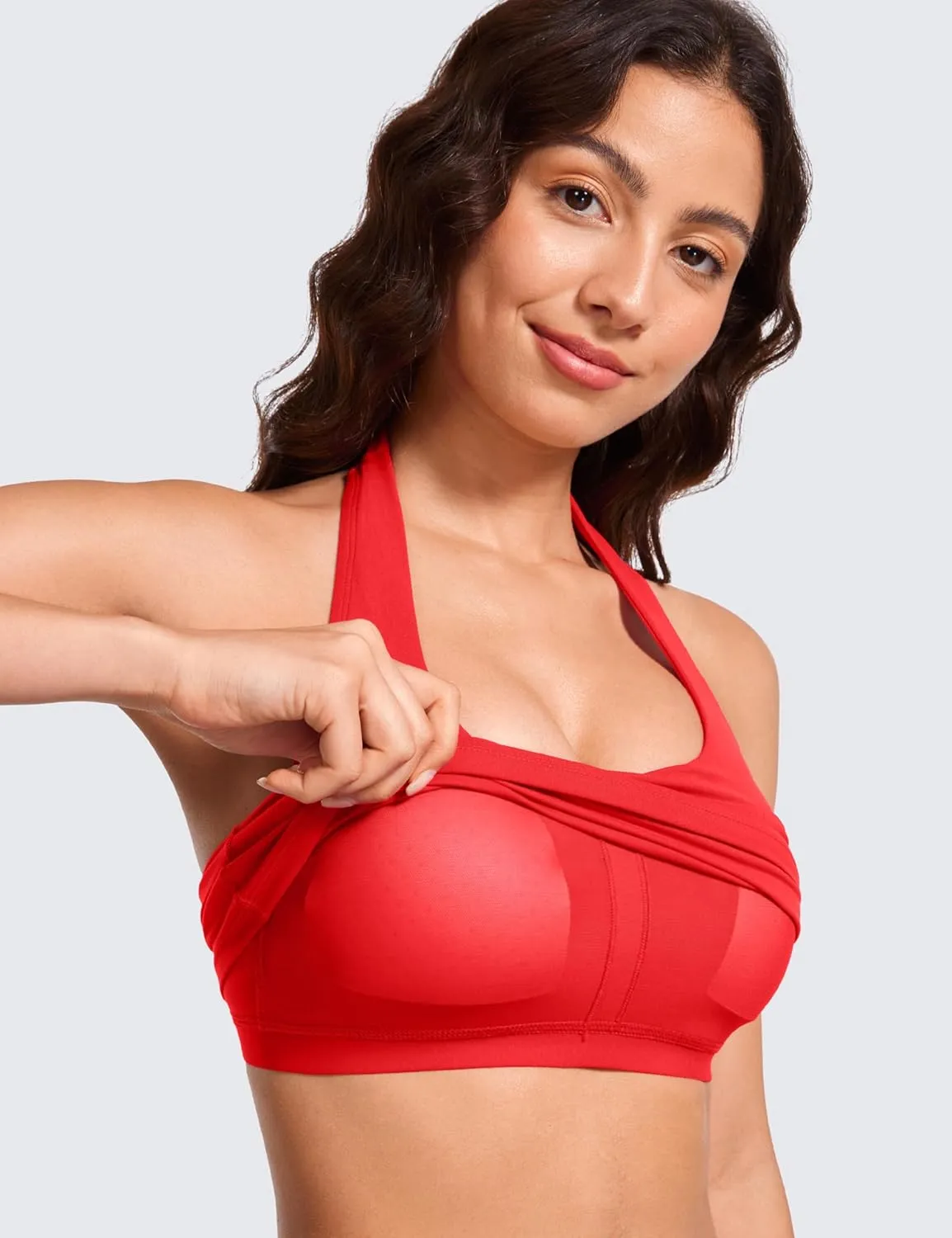 CRZ YOGA Womens Butterluxe Halter Longline Sports Bra - Padded Workout Yoga Crop Tops Tanks with Built in Pads