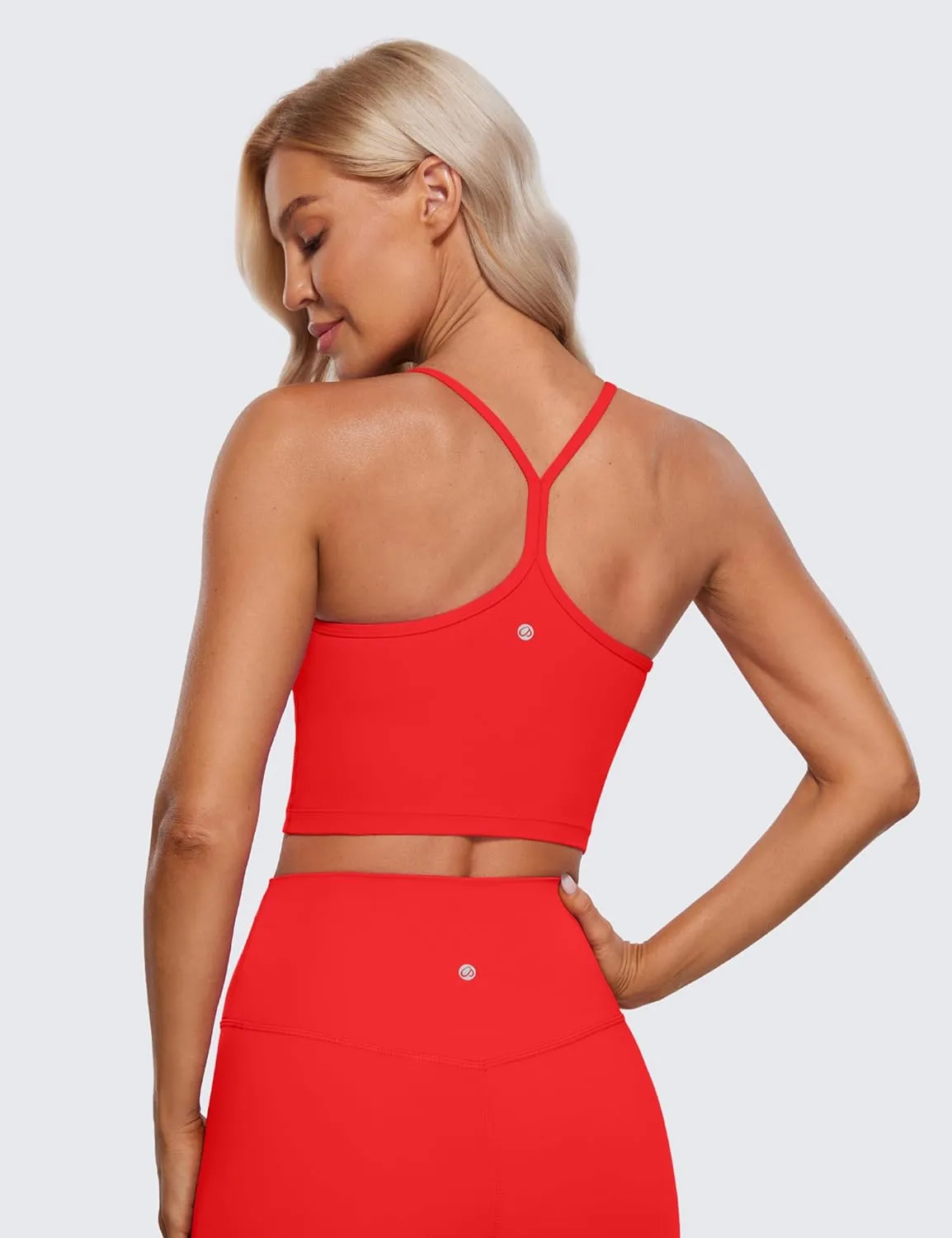 CRZ YOGA Womens Butterluxe Y Back Longline Sports Bras - Spaghetti Straps Racerback Padded Yoga Workout Crop Tank Top