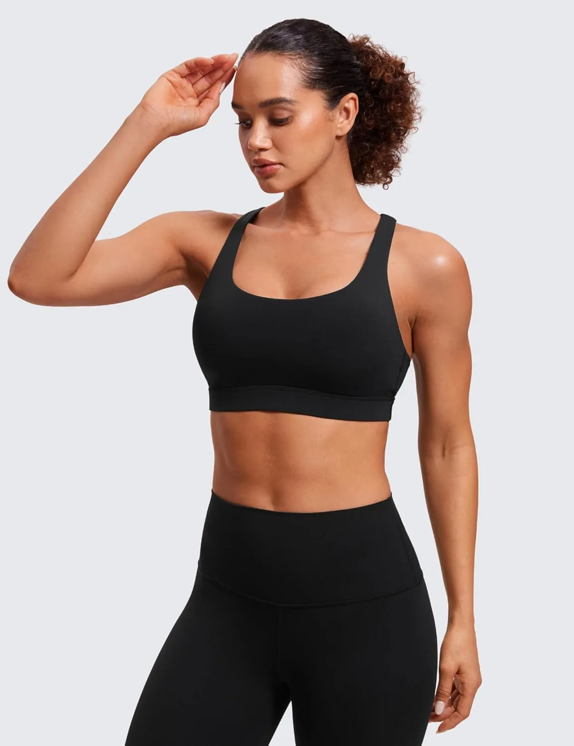 CRZ YOGA Women's Strappy Sports Bras Fitness Workout Padded Yoga Top Criss Cross Back Cami