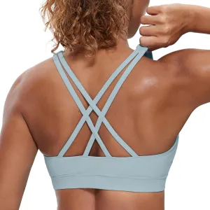 CRZ YOGA Women's Strappy Sports Bras Fitness Workout Padded Yoga Top Criss Cross Back Cami