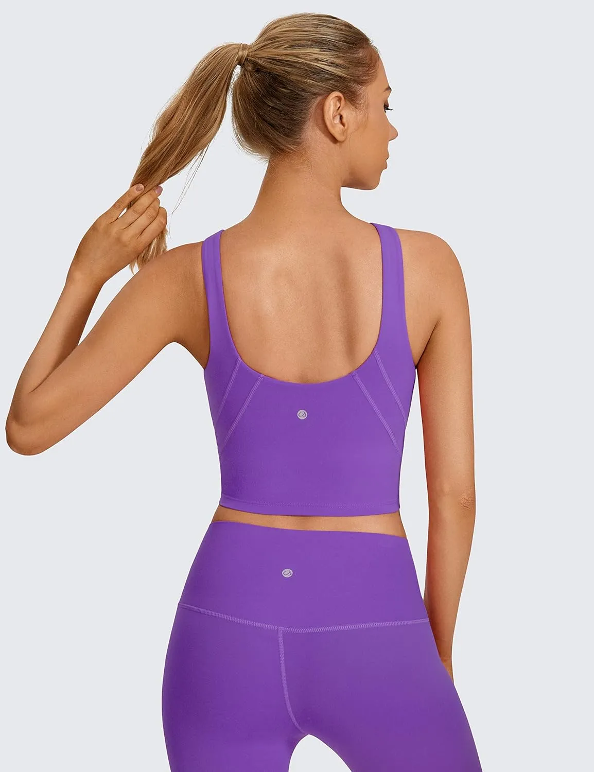 CRZ YOGA Womens U Back Sports Bras Padded High Neck Crop Workout Tank Tops