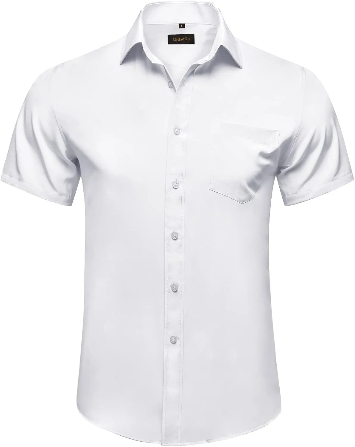 DiBanGu Men's Casual Dress Shirt Cotton Short Sleeve Button Down Shirts Regular Fit Paisley Solid Contrast Design