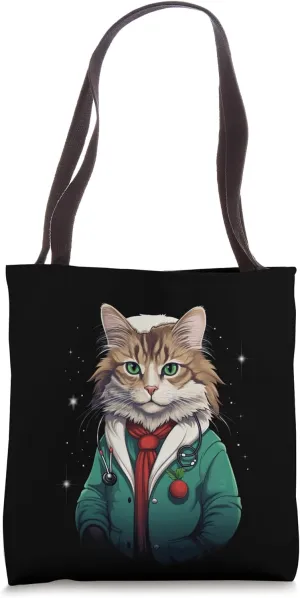 Doctor Christmas Cat Xmas Holiday Apparel Tote Bag