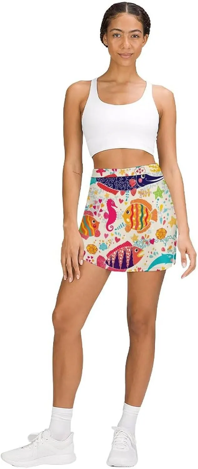 Donnapink Women Yoga Skirt, High Waist A-line Dress Trouser, Running Shorts(S-4XL)