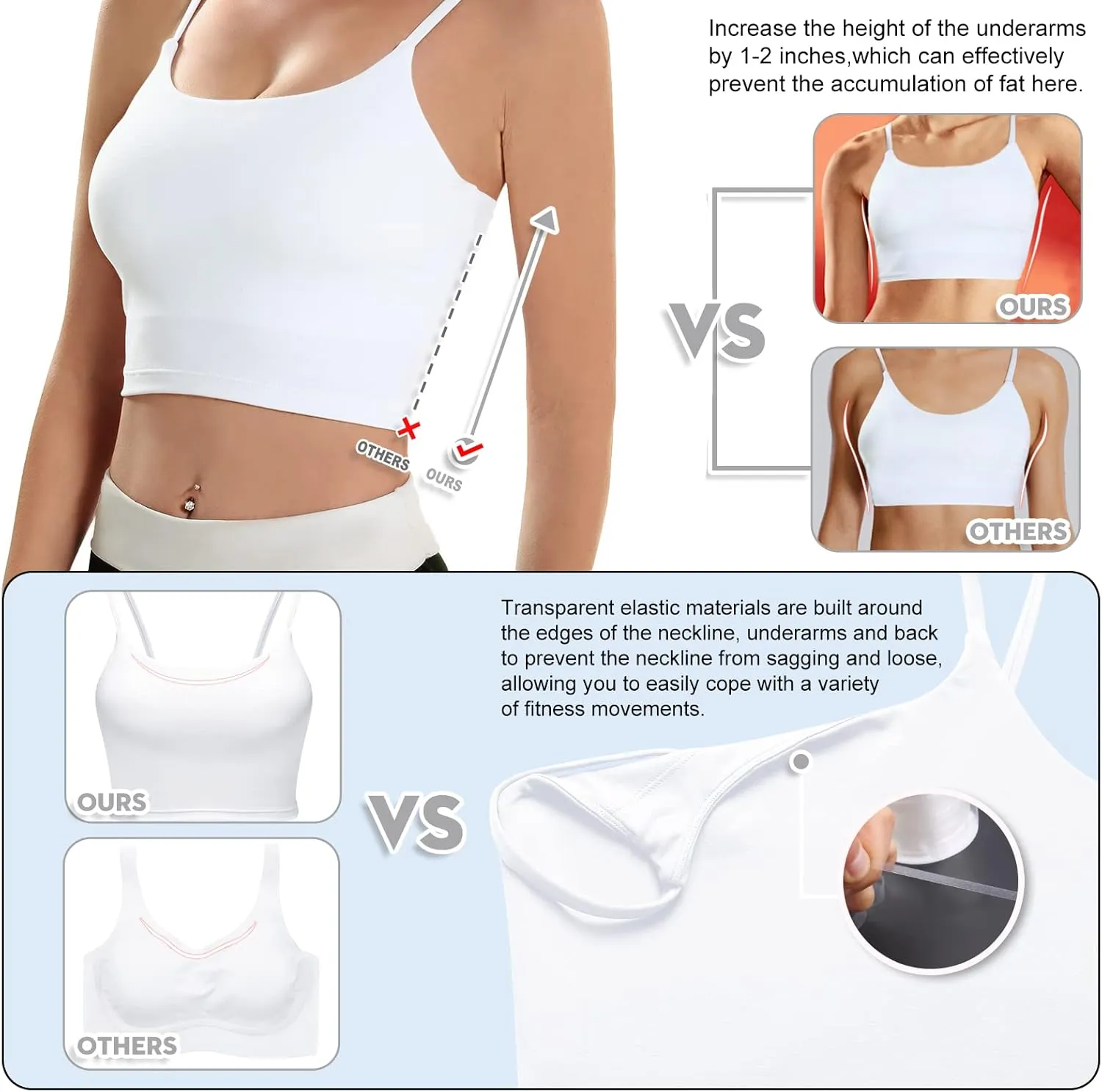 ECOPARTY Sports Bras for Women Quick-Dry Padded Wirefree Workout Crop Cute Tank Tops Camisole Yoga Fitness Running Gym