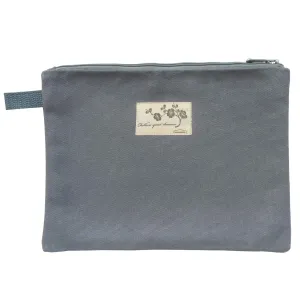Enyuwlcm 100% Cotton Canvas Makeup Pouch with Zipper Simple Large Pencil Bag for Stationery Daily Necessities Gray
