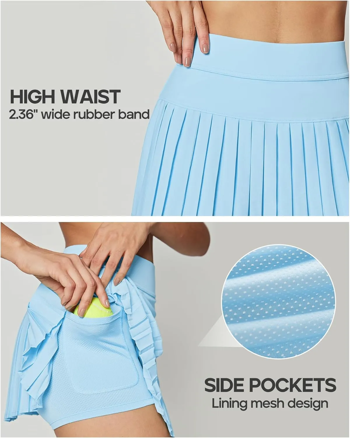 Ewedoos Pleated Tennis Skirts for Women Athletic Skirt with Shorts Underneath Skorts for Woman with Pockets for Golf