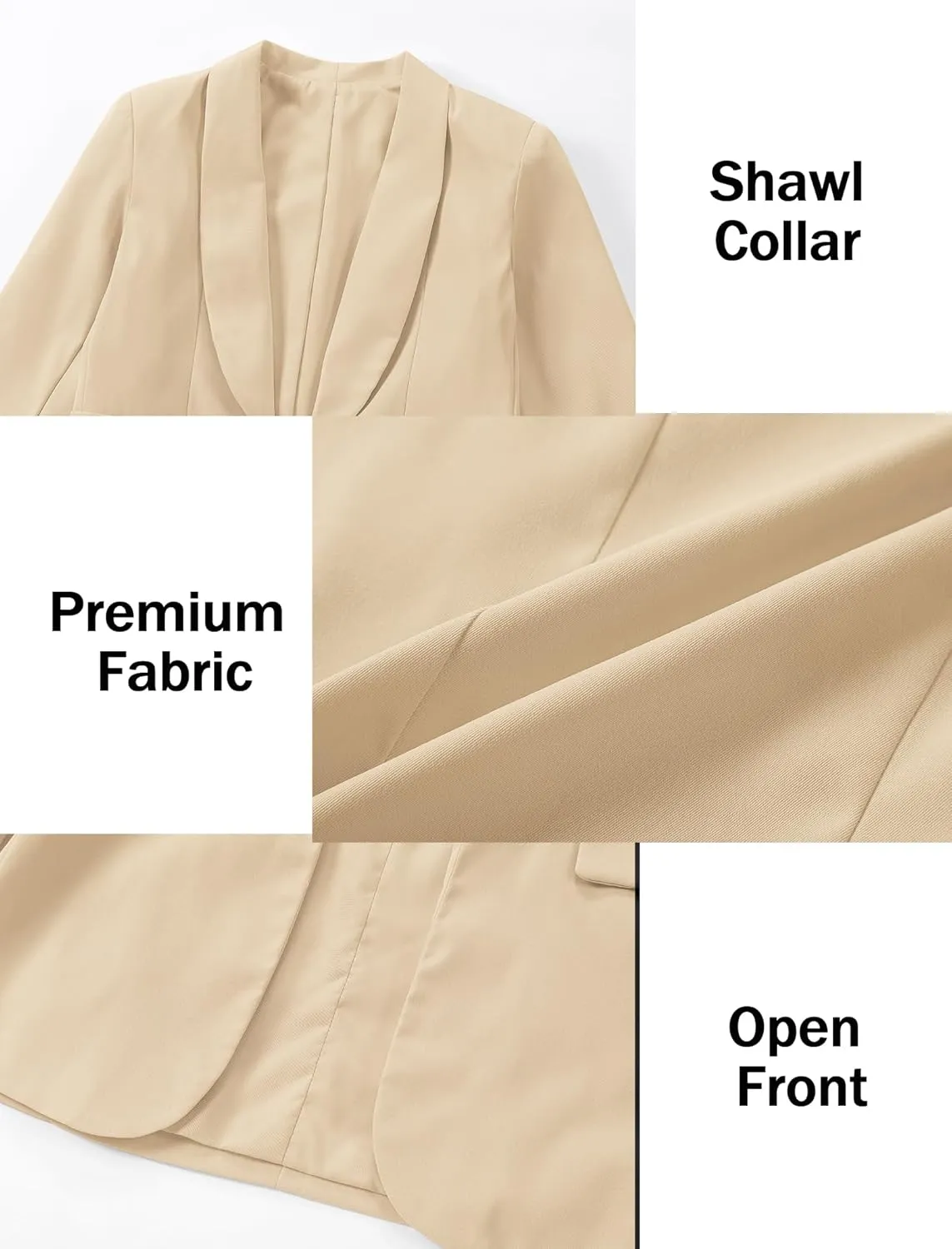 EXARUS Girls Blazer Long Sleeve Shawl Collar Formal Blazers Suit Jacket Open Front Inner Pocket for Kids Size 6-12 Year