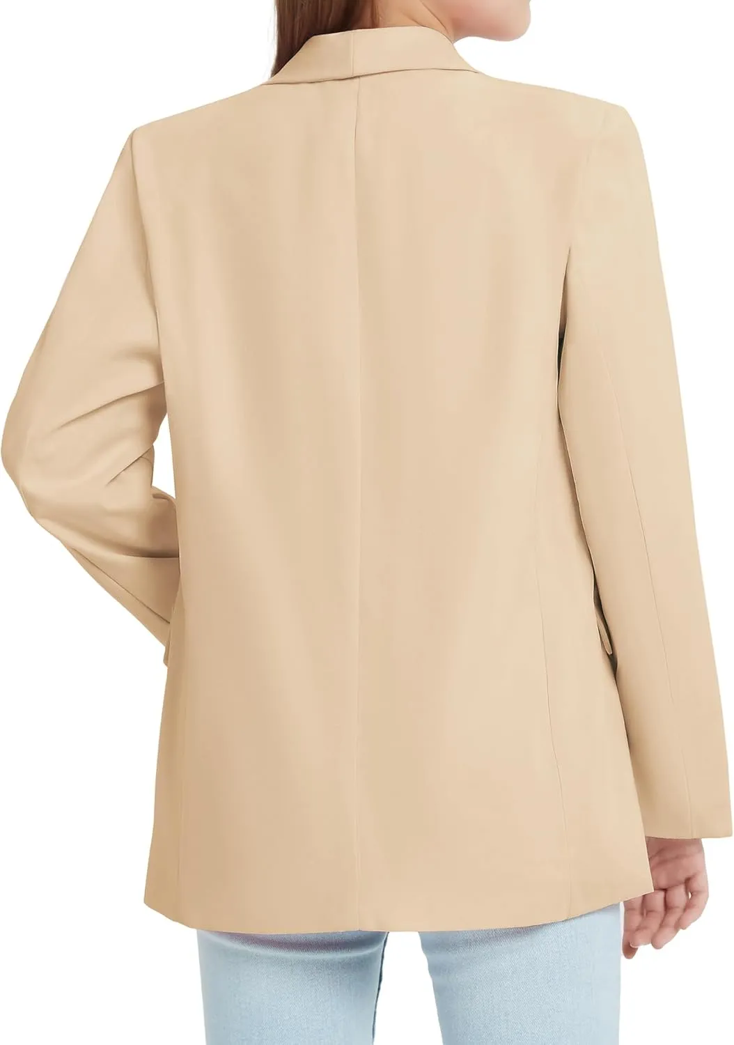 EXARUS Girls Blazer Long Sleeve Shawl Collar Formal Blazers Suit Jacket Open Front Inner Pocket for Kids Size 6-12 Year