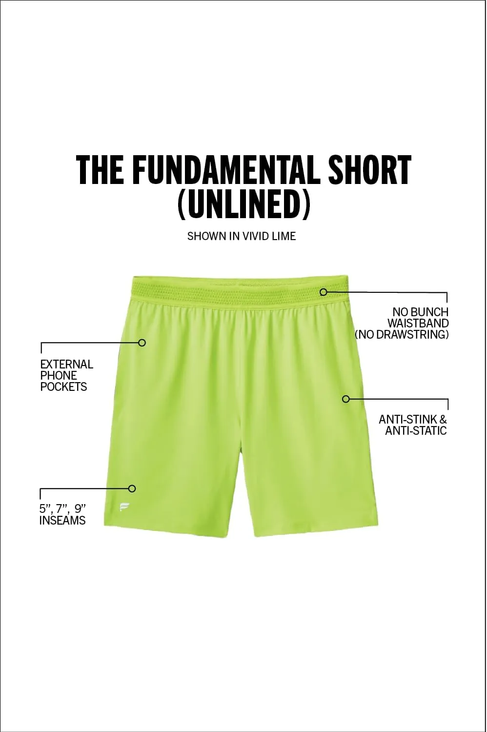 Fabletics Men's The Fundamental Short, Workout, Running, Training, Gym, Yoga, Ultra Lightweight, Athletic