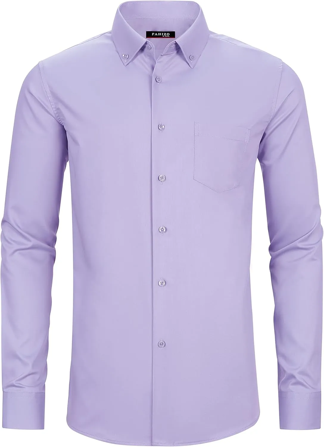 FAHIZO Men's Dress Shirt Regular Fit Soild Casual Business Formal Long Sleeve Button Down Shirts with Pocket