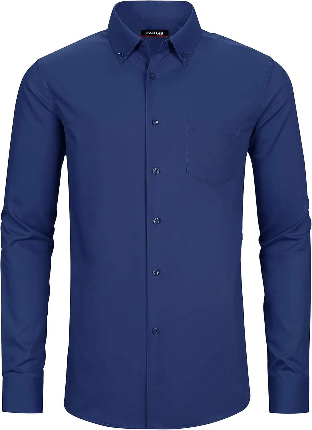 FAHIZO Men's Dress Shirt Regular Fit Soild Casual Business Formal Long Sleeve Button Down Shirts with Pocket