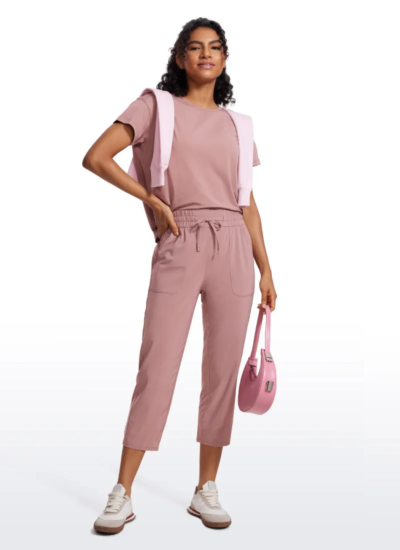 Feathery-Fit Soft Lightweight Cropped Pants with Pockets 23''