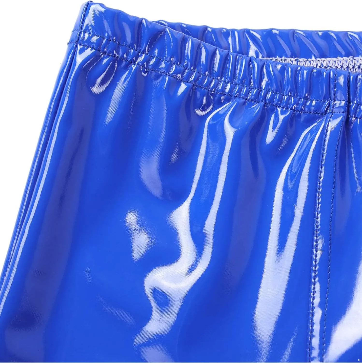 FEESHOW Mens Boxer Shorts Shiny Leather Underwear Panties Sexy Boxer Briefs Swim Trunk Tight Boxershorts