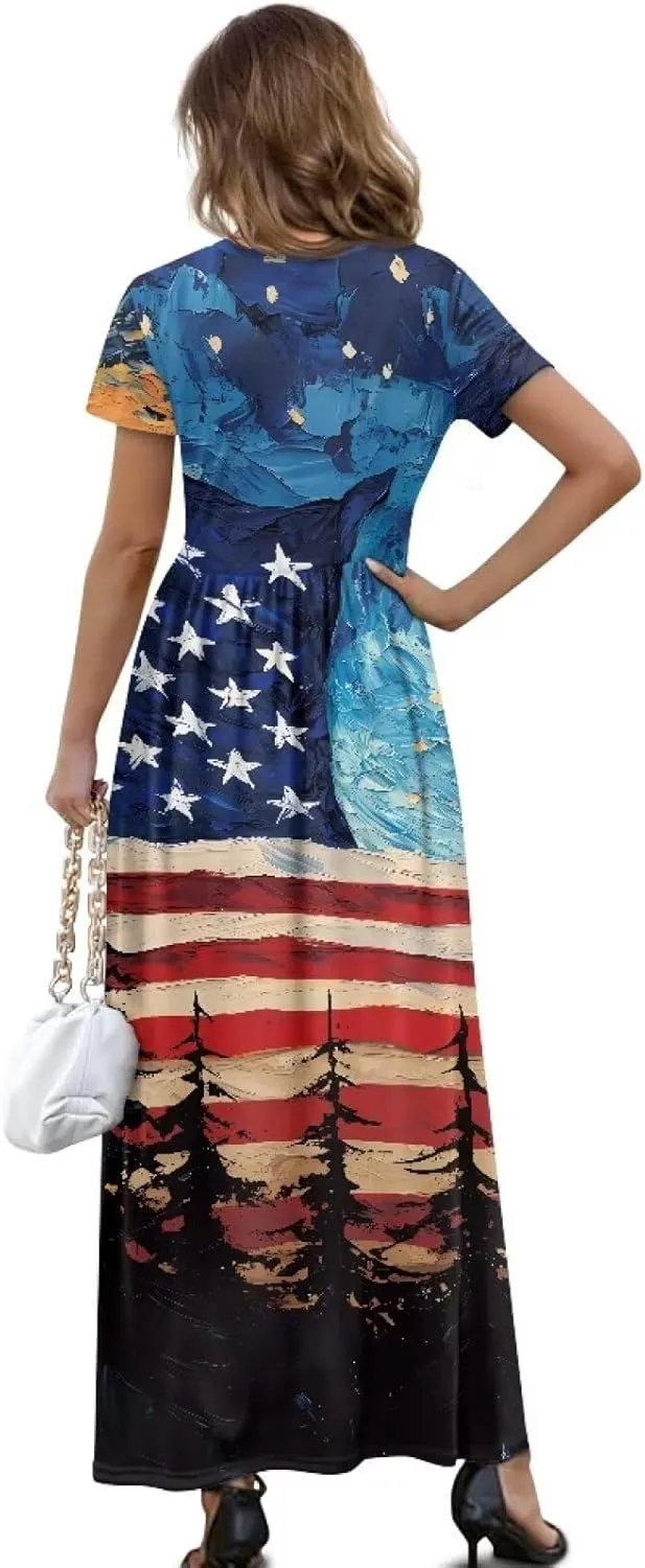 Floral Print Womens Sundress Summer A-Line Maxi Dress Men's Hawaiian Button Down Shirts and Beach Shorts