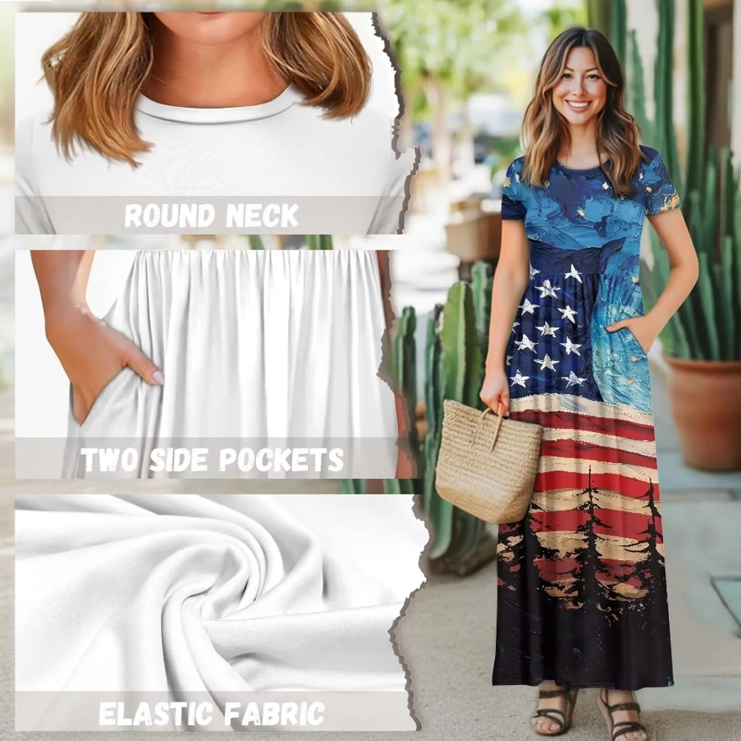 Floral Print Womens Sundress Summer A-Line Maxi Dress Men's Hawaiian Button Down Shirts and Beach Shorts