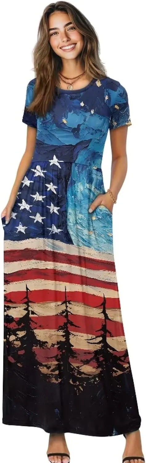 Floral Print Womens Sundress Summer A-Line Maxi Dress Men's Hawaiian Button Down Shirts and Beach Shorts