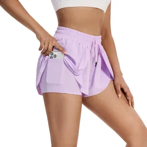 Flowy Running Shorts for Women Workout Athletic Gym Yoga Butterfly Skirt with Pockets Spandex Cute Clothes Summer