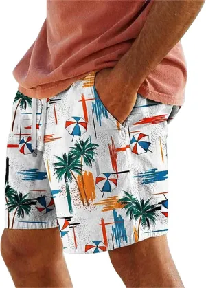 Funny Beach Shorts for Men Hawaiian Drawstring Elastic Waisted Casual Pants 3D Digital Print Plus Size Summer Vacation Capris