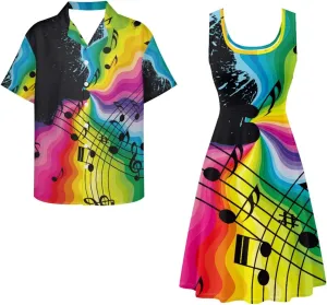 FUSURIRE Plus Size Tank Dresses Couple Matching Outfits Men's Casual Button-Down Shirts Sleeveless Beach Maxi Dress