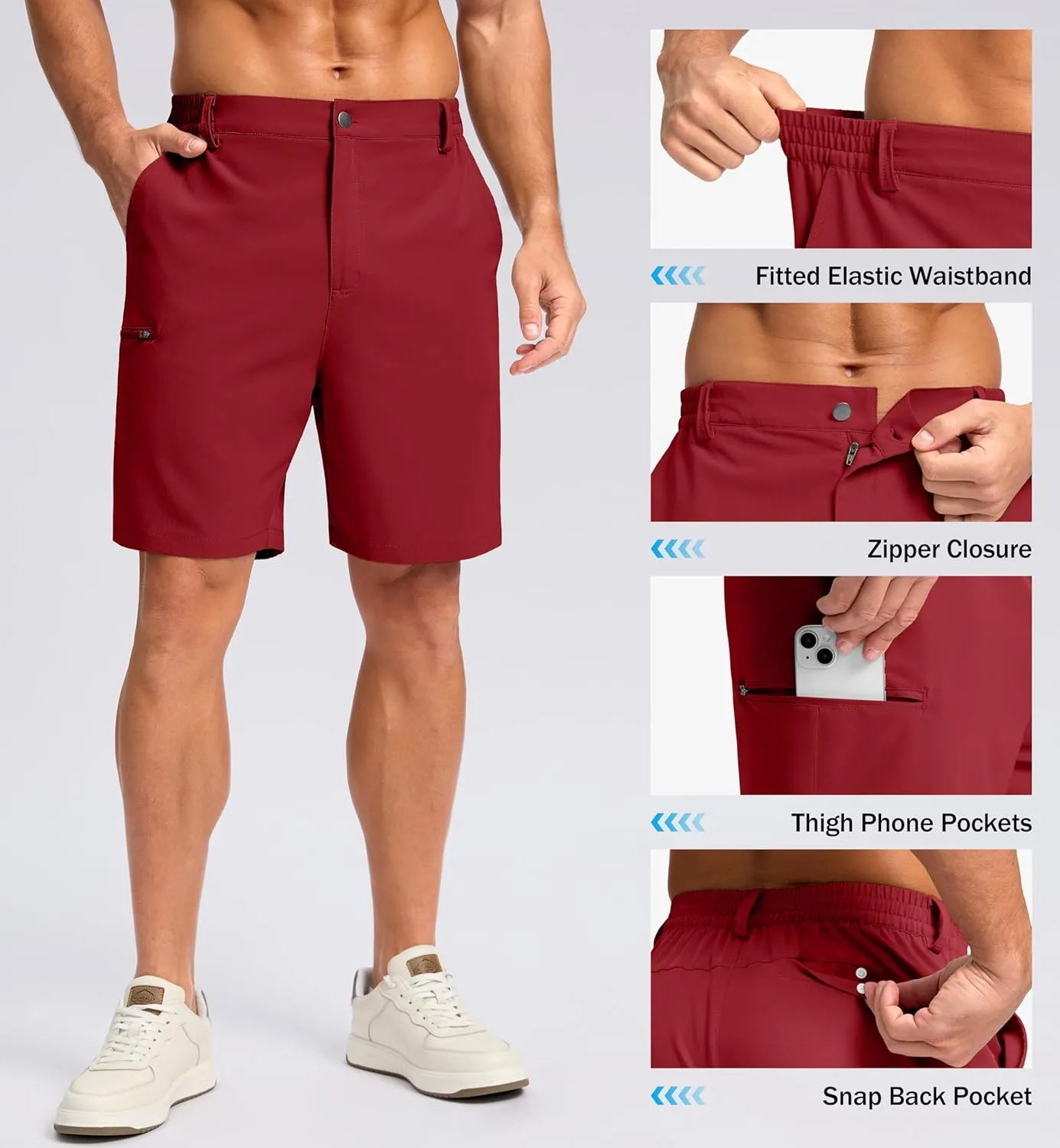 G Gradual Men's Casual Shorts 7"/ 9" Lightweight 4 Pockets Stretch Quick-Dry Summer Shorts for Golf Work Hiking Trips