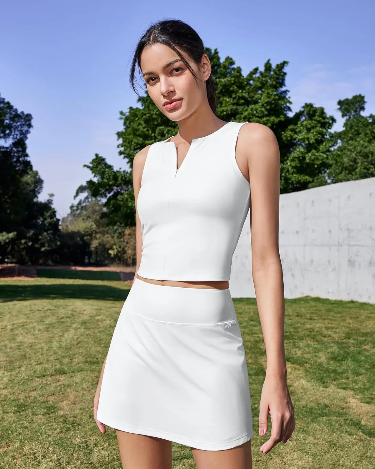 G4Free Barefeel 15" Tennis Skirts for Women High Waisted A Line Casual Athletic Golf Skorts Inner Shorts with 2 Pockets