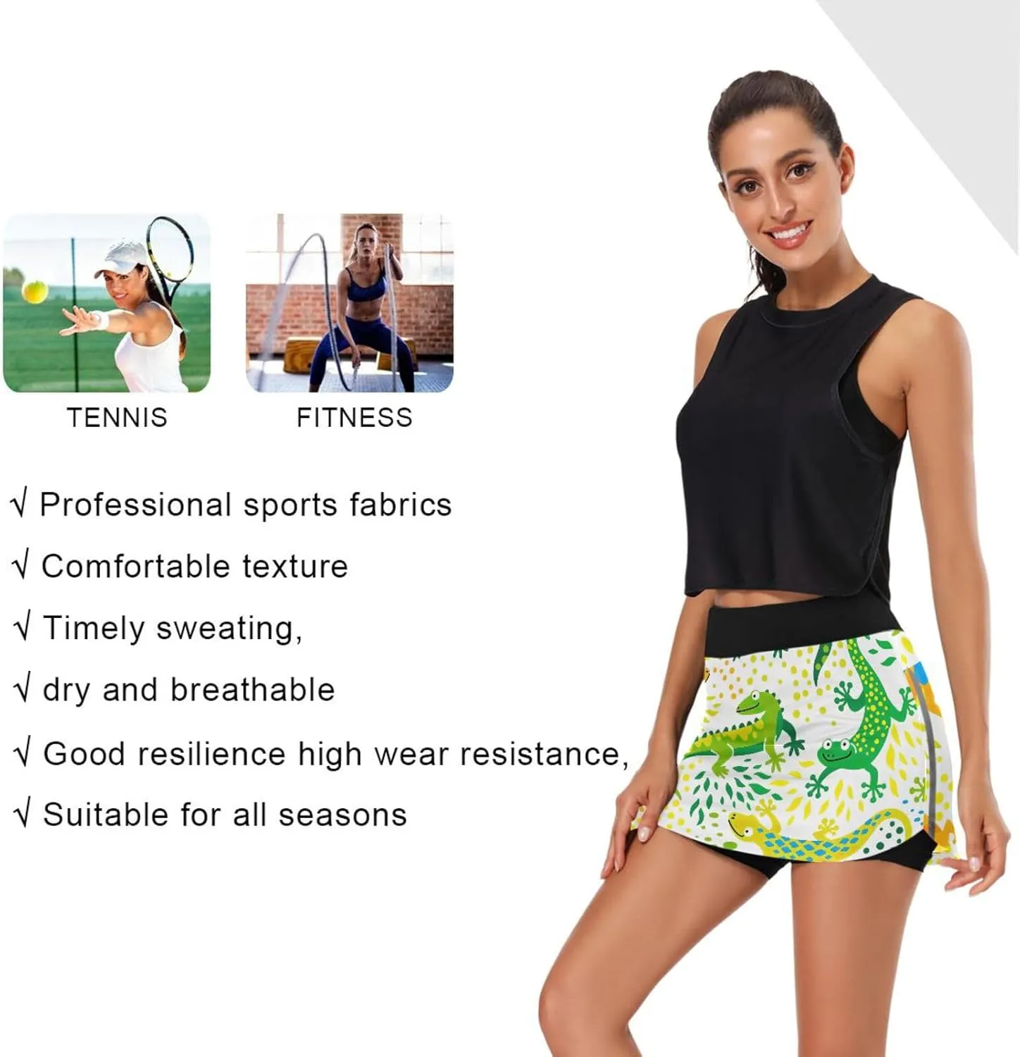 GAIGEO Cute Red Panda Womens Sport Skirt Skort, Women Skirt with Pockets, Lightweight Scort Skirt for Women Summer,S-XXL