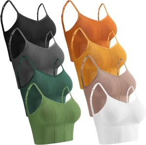 Giegxin 8 Pcs Sports Bras Low Back Sleep Bralettes Seamless Bra Tank Top Athletic Gym Camisole with Adjustable Straps