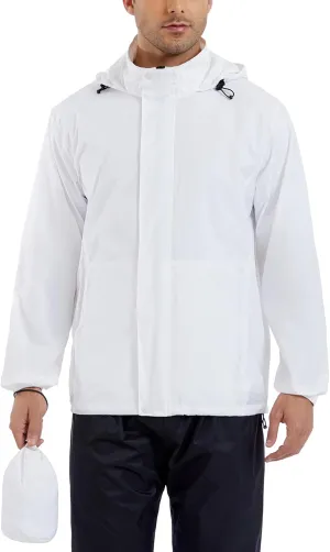 GIISAM Mens Rain Jacket with Hood Lightweight Rain Coats Waterproof Raincoat Packable Windbreaker for Hiking Cycling