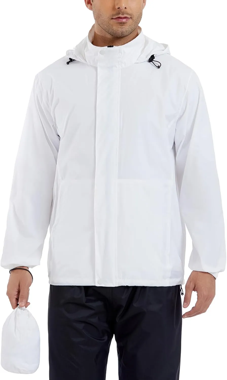 GIISAM Mens Rain Jacket with Hood Lightweight Rain Coats Waterproof Raincoat Packable Windbreaker for Hiking Cycling