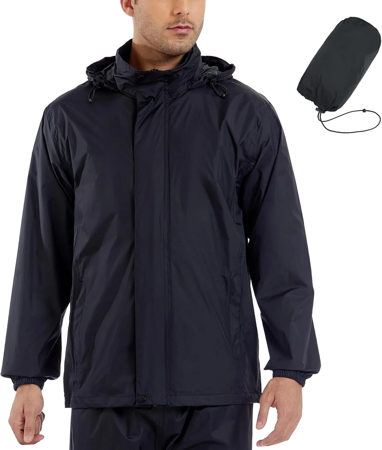 GIISAM Mens Rain Jacket with Hood Lightweight Rain Coats Waterproof Raincoat Packable Windbreaker for Hiking Cycling