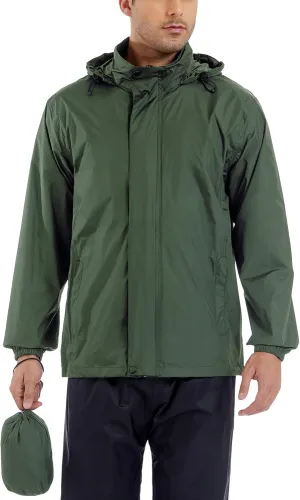 GIISAM Mens Rain Jacket with Hood Lightweight Rain Coats Waterproof Raincoat Packable Windbreaker for Hiking Cycling