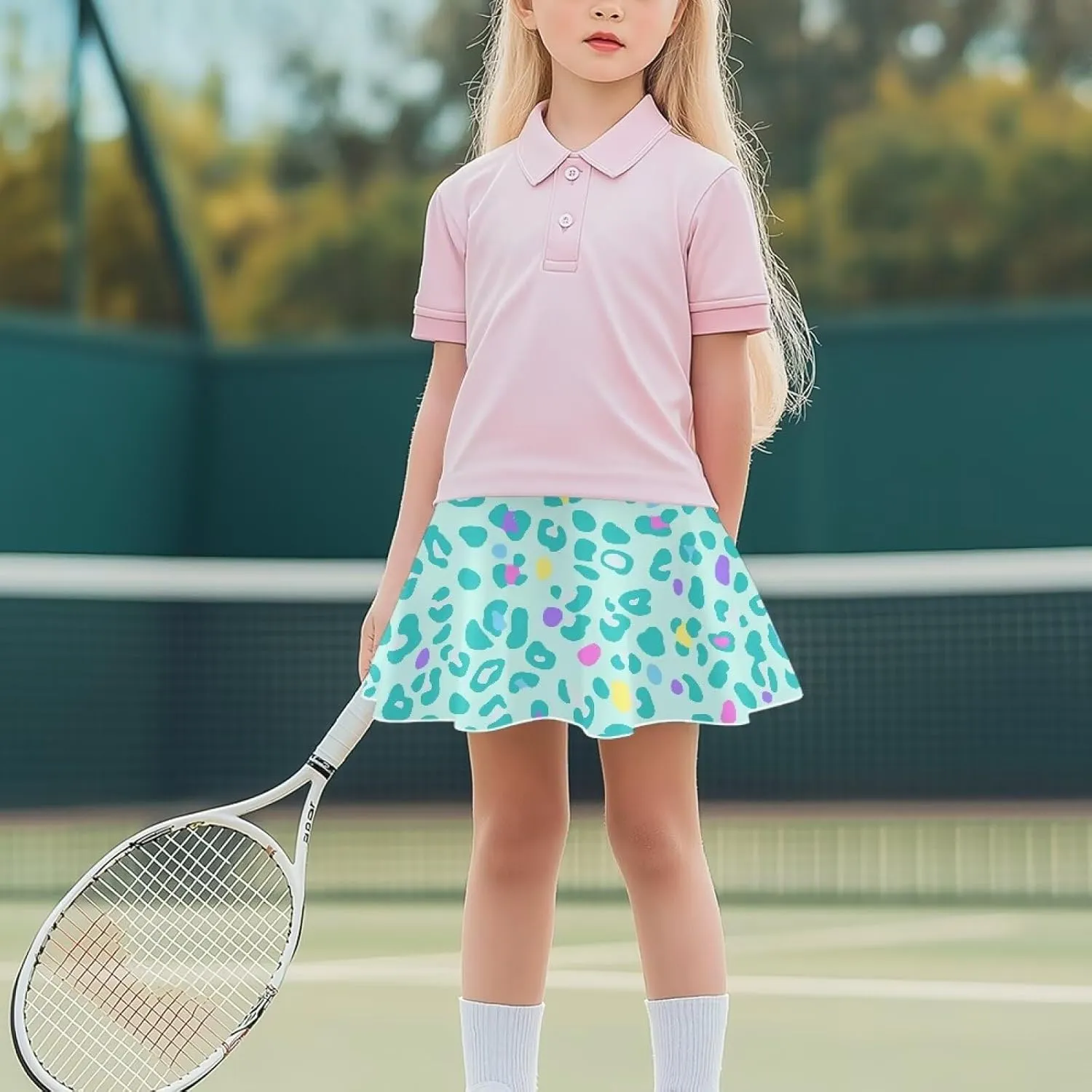 Girls Tennis Skirt with Built in Shorts Athletic Golf Skort with Pockets for Girls 5-14 Y