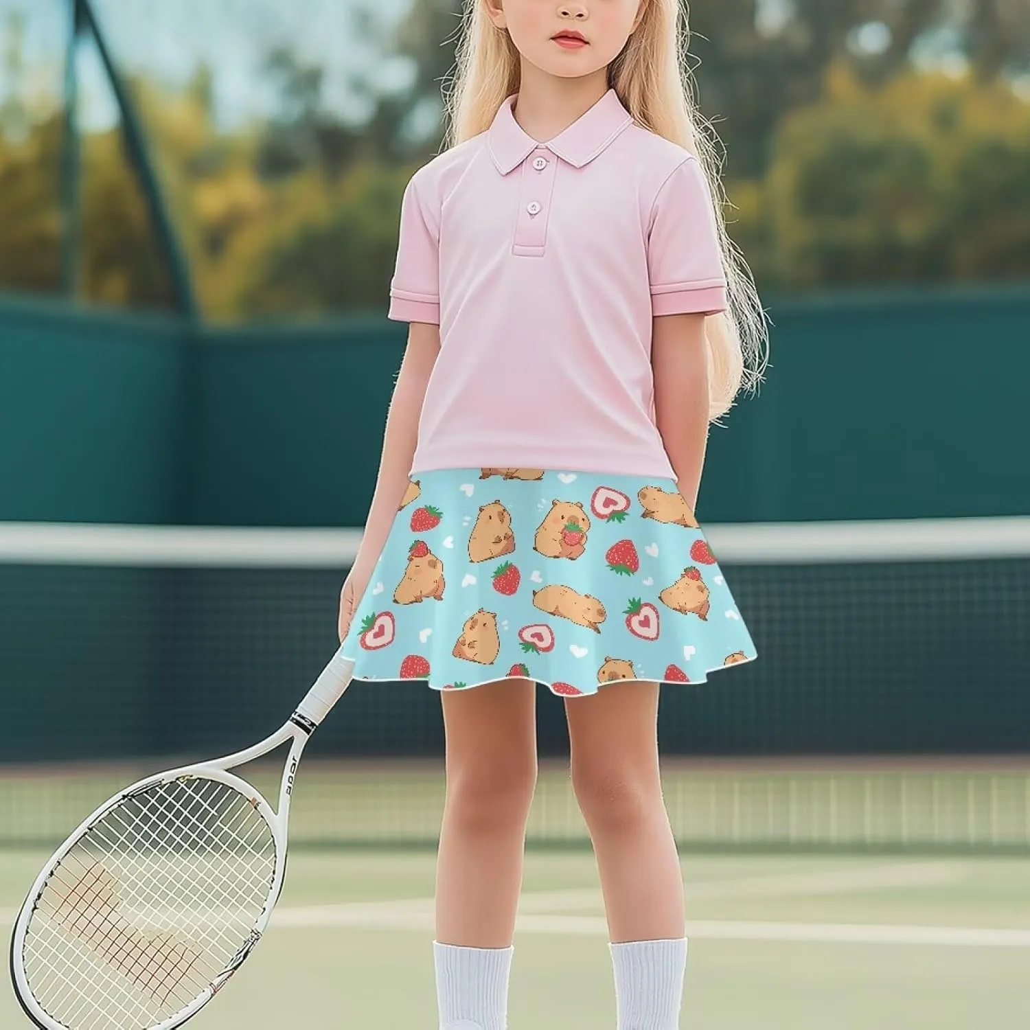 Girls Tennis Skirt with Pockets High Waisted Athletic Skorts Comfy Golf Skirts for Kids