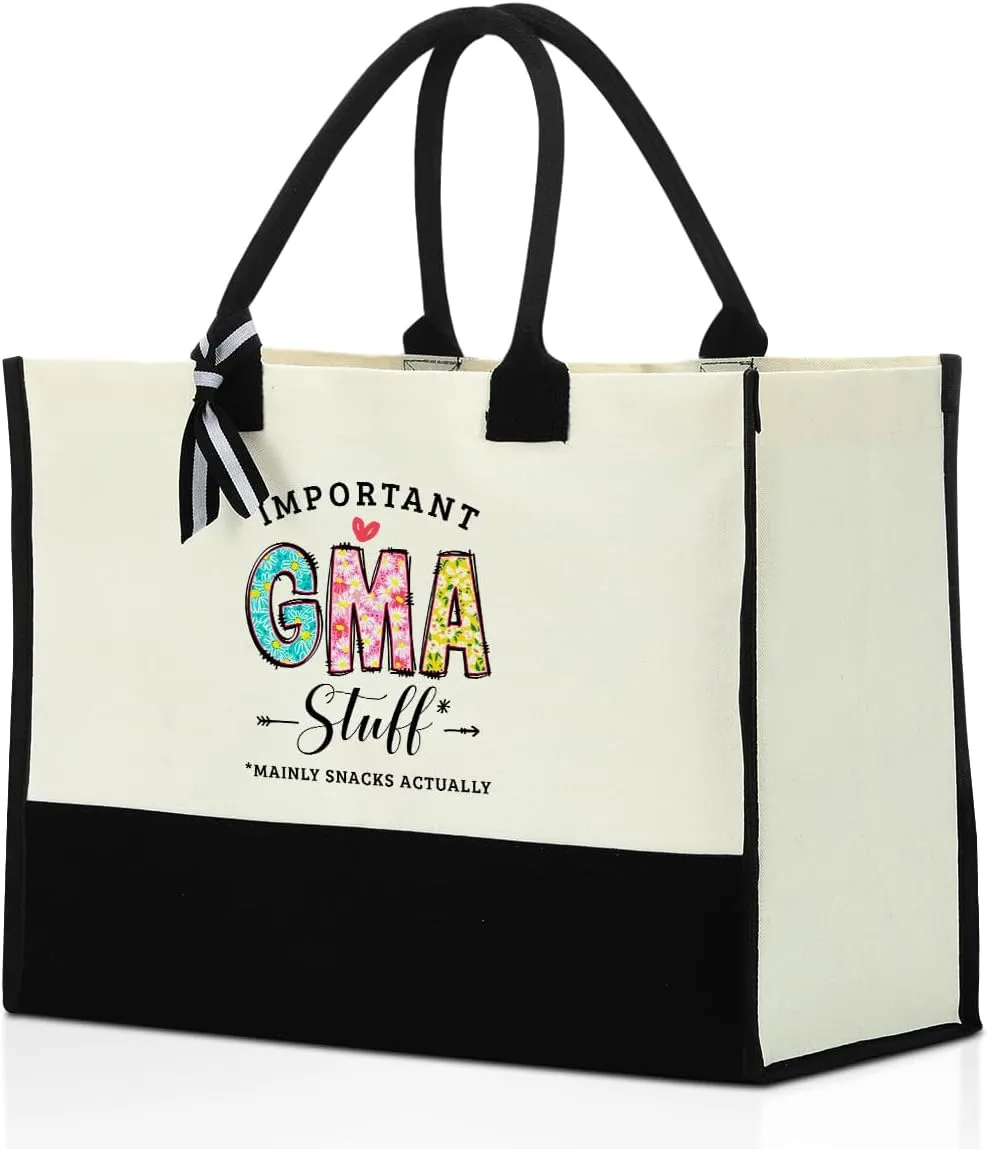 Grandma Christmas Birthday Gifts Mother Gifts Tote Bag for Women Grandmother Canvas Shopping Grocery Bag